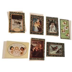 Lot 7 Vintage Christmas Greeting Cards Mixed Designs Envelopes Winter Holiday